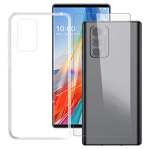 ZXLZKQ Hülle + für Panzerglas Schutzfolie für LG Wing 5G (6.8 Zoll), Schwarz hülle silikon Bumper Cover TPU Case Handyhülle Und 9H Gehärtetes Glas Film - Transparent von ZXLZKQ