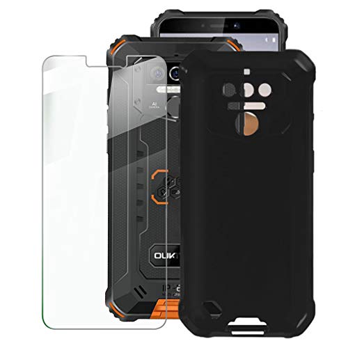 ZXLZKQ Hülle + für Panzerglas Schutzfolie für Oukitel WP5 (5.5 Zoll), Schwarz hülle silikon Bumper Cover TPU Case Handyhülle Und 9H Gehärtetes Glas Film - Schwarz von ZXLZKQ
