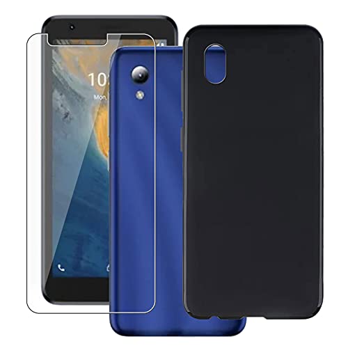 ZXLZKQ Hülle + für Panzerglas Schutzfolie für ZTE Blade A31 Lite (5.00 Zoll), Schwarz hülle silikon Bumper Cover TPU Case Handyhülle Und 9H Gehärtetes Glas Film - Black von ZXLZKQ