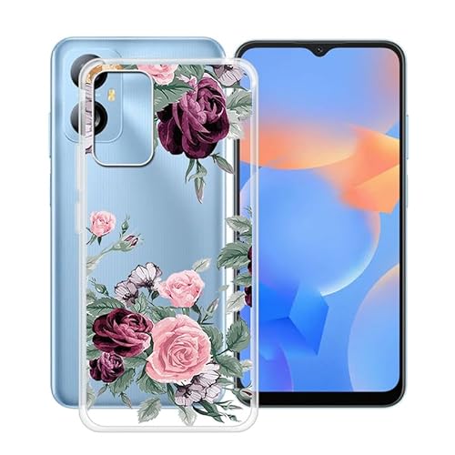 ZXLZKQ Hülle für Blackview A52 Pro (6.50 Zoll) Stoßfest Anti-Kratzer Transparent Handyhülle Case, Ultradünne Flexible Silikon TPU Bumper Schutzhülle Cover für Blackview A52 Pro - Rote Rose von ZXLZKQ
