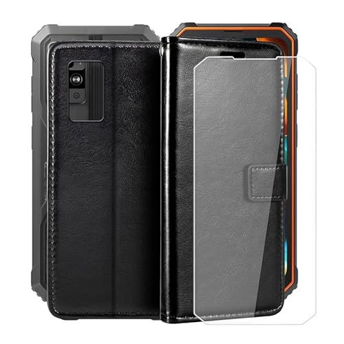 ZXLZKQ Hülle für Blackview BV4800 (6.56") Standfunktion Case + Gehärtetem Glasfolie 9H Härte, Flip Handyhülle PU-Leder Tasche Flip Schutzhülle Cover - Black von ZXLZKQ