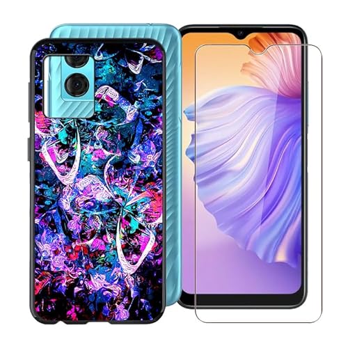 ZXLZKQ Hülle für Doogee N50S (6.52 Zoll) Mit 1 X Gehärtetem Glas Schutzfolie, Ultradünne Schwarz Kratzfest Weich Silikon TPU Bumper Schutzhülle Cover für Doogee N50S - Lebhaft von ZXLZKQ