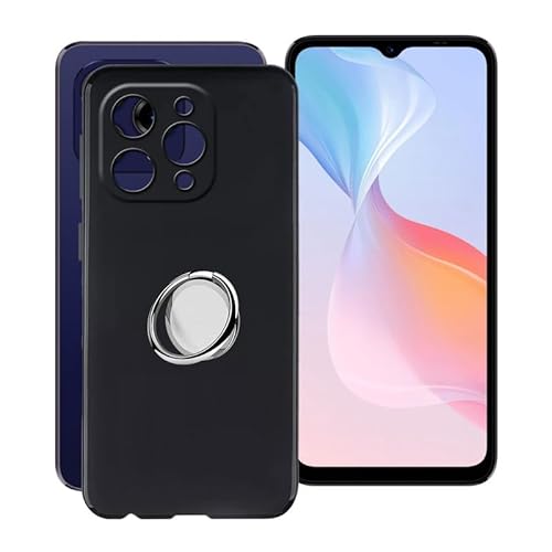 ZXLZKQ Hülle für Doogee N55 Pro (6.56 Zoll) mit 360° Rotating Magnet Ring Ständer, Schwarz (Vergilbungsfrei) Weich Silikon (Extrem Leicht und Dünn) Schutzhülle für Doogee N55 Pro von ZXLZKQ