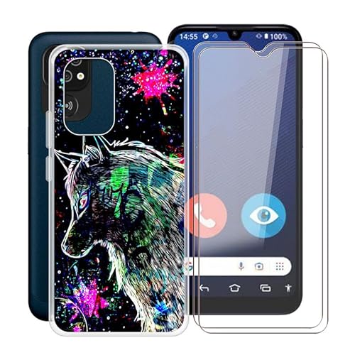 ZXLZKQ Hülle für Doro 8200 (6.09 ") + 2 Stück Gehärtetem Glas Schutzfolie, Stoßfest Anti-Kratzer Schutzhülle Tasche Dünne Weiches Silikon Handyhülle für Doro 8200 - Graffiti-Biest von ZXLZKQ