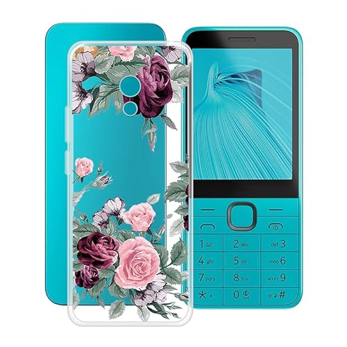ZXLZKQ Hülle für Nokia 235 4G 2024 (2.80 Zoll) Stoßfest Anti-Kratzer Transparent Handyhülle Case, Ultradünne Flexible Silikon TPU Bumper Schutzhülle Cover für Nokia 235 4G 2024 - Rote Rose von ZXLZKQ