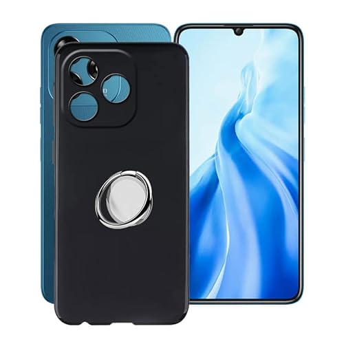 ZXLZKQ Hülle für Oukitel C51 (6.8 Zoll) mit 360° Rotating Magnet Ring Ständer, Schwarz (Vergilbungsfrei) Weich Silikon (Extrem Leicht und Dünn) Schutzhülle für Oukitel C51 von ZXLZKQ
