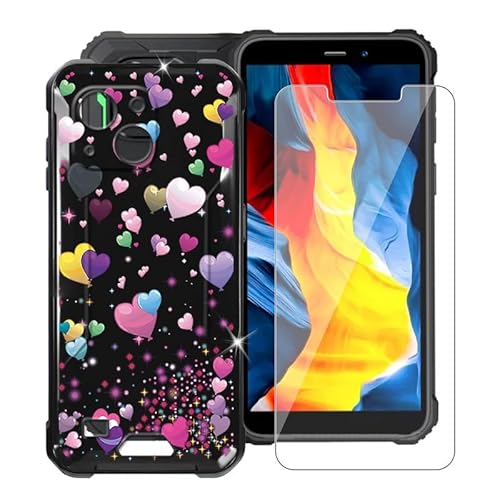 ZXLZKQ Hülle für Oukitel WP32 (5.93 Zoll) Mit 1 X Gehärtetem Glas Schutzfolie, Ultradünne Schwarz Kratzfest Weich Silikon TPU Bumper Schutzhülle Cover für Oukitel WP32 - Liebe Ballon von ZXLZKQ
