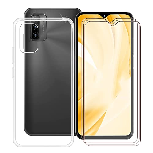 ZXLZKQ Hülle für Ulefone Note 12P (6.82 Zoll), Clear Weichem Silikon Anti-Kratzen TPU Bumper Handyhülle Schutzhülle + 3 Stück HD für Panzerglas Schutzfolie für Ulefone Note 12P - Clear von ZXLZKQ