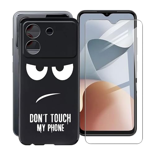 ZXLZKQ Hülle für ZTE Blade A54 (6.6 Zoll) Mit 1 X Gehärtetem Glas Schutzfolie, Ultradünne Schwarz Kratzfest Weich Silikon TPU Bumper Schutzhülle Cover für ZTE Blade A54 - Nicht Tasten von ZXLZKQ