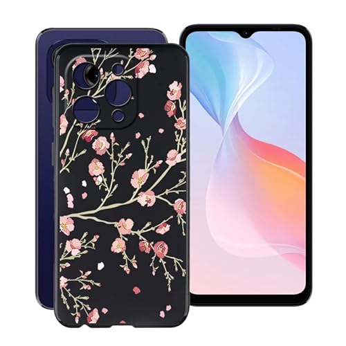 ZXLZKQ Schwarz Stoßfest Hülle für Doogee N55 Pro (6.56 Zoll), Ultradünne Anti-Kratzen Handyhülle Cover Weiches Silikon Schutzhülle Tasche für Doogee N55 Pro - Kamelie von ZXLZKQ