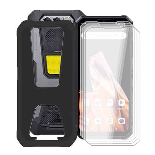 ZXLZKQ Schwarz Stoßfest Schutzhülle Hülle Cover für Fossibot F106 Pro (6.58 Zoll) + 4 Stück Gehärtetem Glas, Ultradünne Silikon Sanft TPU Bumper Handyhülle Case - Schwarz von ZXLZKQ