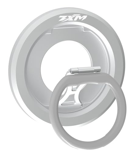 ZXM Z1 Magnetischer Handy-Ringhalter für MagSafe, Handy-Griff, Ständer, Fingerring, Ständer, zweiseitig, für iPhone 16/15/14/13/12/Serie, MagSafe-Hülle, magnetische Autohalterung (Silber) von ZXM