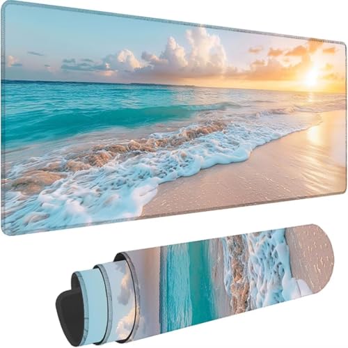 Mousepad xxl 900 x 400mm, Blau Mauspad Landschaft Großes Mauspad Gaming mit Motiv, Genähte Kante Tischunterlage Large Size, Verbessert Präzision und Geschwindigkeit, Wasserdicht Mouse Pad D-l von ZXYETTBD