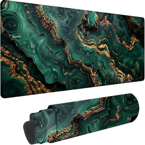 Mousepad xxl 900 x 400mm, Gold Mauspad Abstrakt Großes Mauspad Gaming mit Rutschfeste Genähte Kante, Tischunterlage Large Size, Verbessert Präzision und Geschwindigkeit, Wasserdicht Mouse Pad K-k von ZXYETTBD