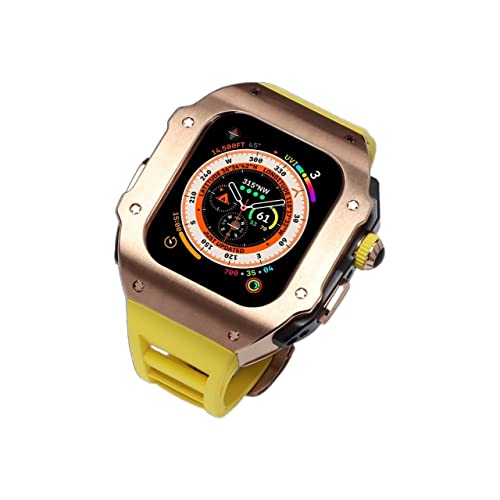 ZXZZNO Luxuriöses Metallgehäuse, 49 mm, Modifikationsset, für Apple Watch Ultra 49 mm, Edelstahl-Gehäuseabdeckung für Uhr, 49 mm Silikonarmband Ersatz (Farbe: K, Größe: für 49 mm) von ZXZZNO
