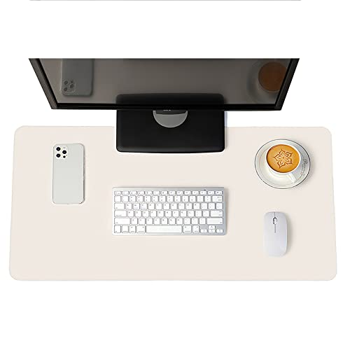 Große Mousepad,Extended Gaming Mauspad Mit Genähte Kanten,Wasserdicht Schreibtischunterlage Mit Nicht-slip Base,Computer Tastatur-pad Mauspad-Beige weiß 100x50cm(39.4x19.7 inch) von ZYBCQL