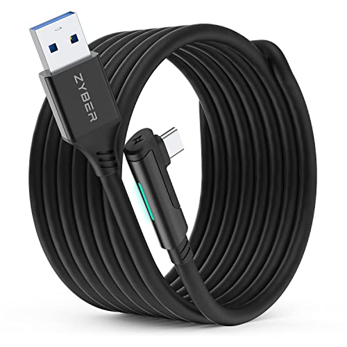 ZYBER Link Kabel 5M für PICO 4/Oculus Quest 2, VR Headset Link Kabel für Meta Quest Pro 2/1 Gaming PC, High-Speed USB 3.0 auf USB C Kabel für PC (schwarz) von ZYBER
