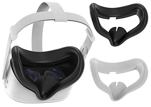 ZYBER Silikon Face Cover Maske Kompatibel mit Oculus Quest 2 Zubehör Kopfbügel, 2 PCS Waschbare VR Gesicht Pad für Meta Quest 2 Headset (Weiß und Schwarz) von ZYBER