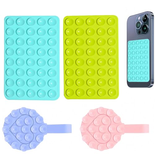 ZYETGH 4 Stück Silikon Saugnapf Handy, Handyhalterung Saugnapf Doppelseitiger Anti-Rutsch Saugnapf Handyhülle Noppen Auto Saugnapfe Handyhalter für Alle Handy-Modelle von ZYETGH
