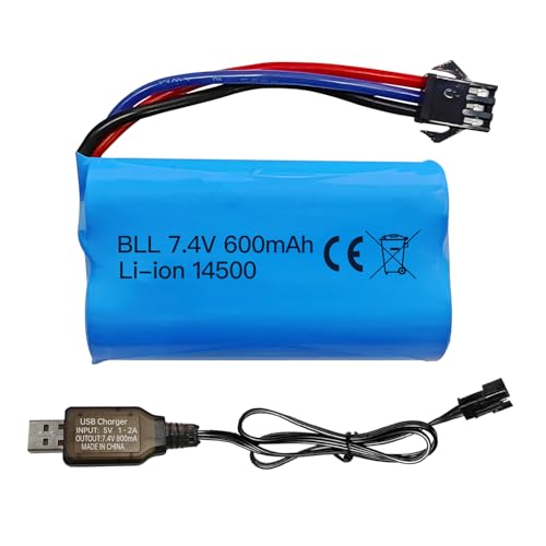 ZYGY 1PCS 7.4V 600mAh 2S Li-Ion Batterie mit SM-3P Stecker und USB Ladekabel für DE82 TK3086B G20601 RC Spielzeug Fernbedienung Auto TK-3082B Spezialeffekte Flipping Auto Batterie ZYGY 1PCS 7.4V 600mAh 2S Li-Ion Batterie mit SM-3P Stecker und USB Ladekabel für DE82 TK3086B G20601 RC Spielzeug Fernbedienung Auto TK-3082B Spezialeffekte Flipping Auto Batterie von ZYGY