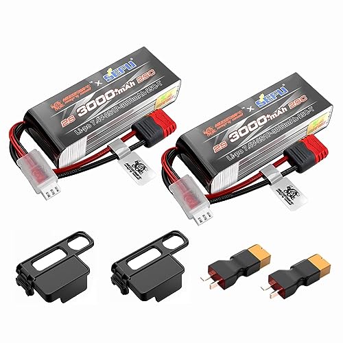 ZYGY 2PCS 2S 7.4V 25C 3000mah Batterie mit T Stecker für MJX H16E H16P H16PL H16BM H16DR H16GT 14301 JC16EP M161 RC Funkgesteuerte Auto Upgrade Batterie von ZYGY