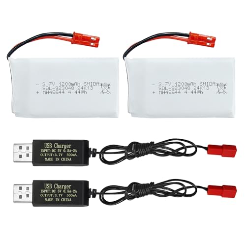 ZYGY 2PCS 3.7V 1200mAh 25C Lipo Batterie Fernbedienung Drohne Batterie mit USB Ladekabel JST Stecker für MJX T04 T05 T2400HD V2450FPV V2450GPS X900 X9TW Fernbedienung Quadcopter ZYGY 2PCS 3.7V 1200mAh 25C Lipo Batterie Fernbedienung Drohne Batterie mit USB Ladekabel JST Stecker für MJX T04 T05 T2400HD V2450FPV V2450GPS X900 X9TW Fernbedienung Quadcopter von ZYGY