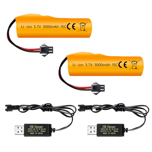 ZYGY 2PCS 3.7V 3000mAh Li-ion Batterie mit SM-2P Stecker und USB Ladekabel für DE42 DE44 DE45 DE68 RC Spielzeug Fernbedienung Auto ZYGY 2PCS 3.7V 3000mAh Li-ion Batterie mit SM-2P Stecker und USB Ladekabel für DE42 DE44 DE45 DE68 RC Spielzeug Fernbedienung Auto von ZYGY