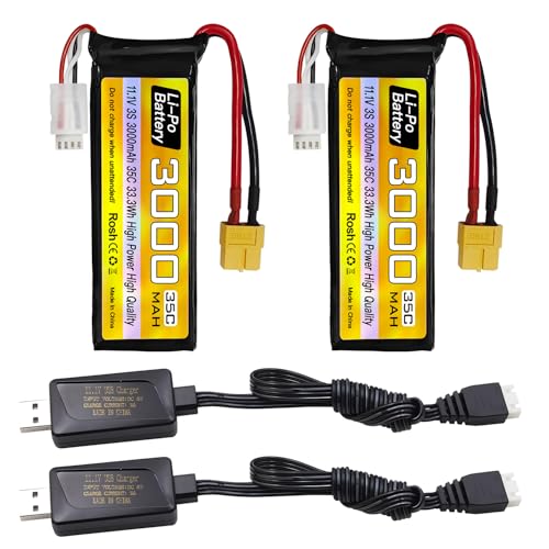 ZYGY 2PCS 3S Lipo 11.1V 3000mAh 35C Batterie mit XT60 Stecker und USB Ladekabel für RC Auto, LKW, Fernsteuerungsschiff, RC Brushless Quadcopter, FPV Drohne ZYGY 2PCS 3S Lipo 11.1V 3000mAh 35C Batterie mit XT60 Stecker und USB Ladekabel für RC Auto, LKW, Fernsteuerungsschiff, RC Brushless Quadcopter, FPV Drohne von ZYGY