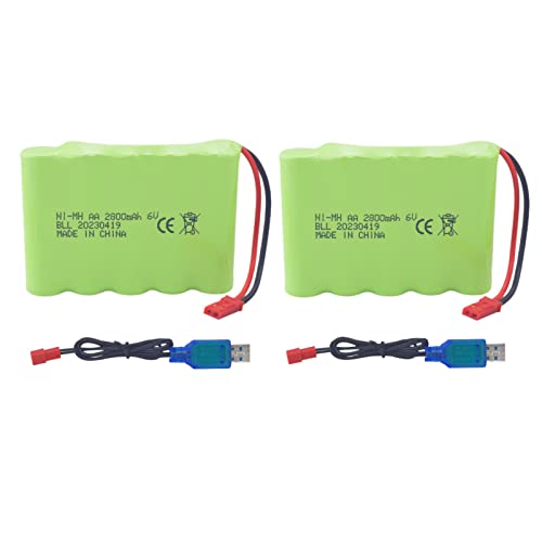 ZYGY 2PCS 6.0V 2800mAh AA Akku mit JST-2P Stecker und USB Ladekabel passend für den neuen Huina 540 Dump 520 RC Bulldozer und 510 Bagger 540 RC Spielzeug Fernbedienung Auto von ZYGY