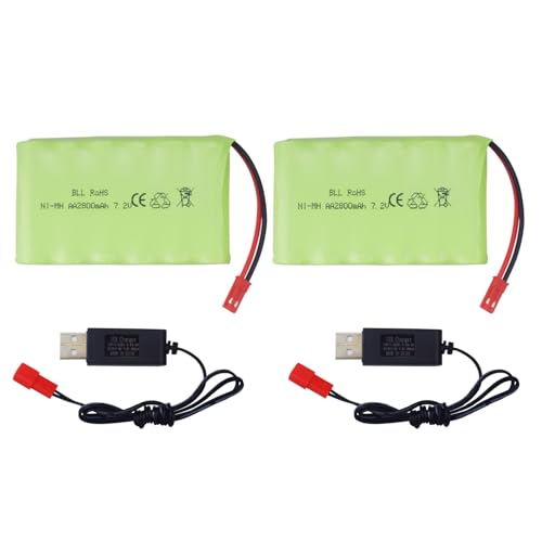 ZYGY 2PCS 7.2V 2800mah AA wiederaufladbare NI-MH Batterie mit JST-2P Stecker und USB Ladekabel TR-211 TR-212 TR-215 550 Fernbedienung Spielzeug Auto/TR-211 RC Spielzeug von ZYGY