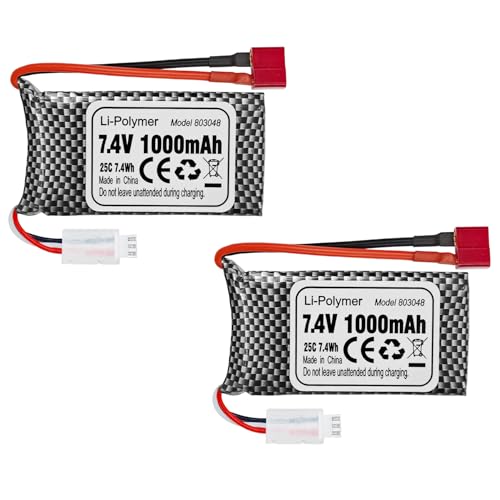 ZYGY 2PCS 7.4V 1000mAh T-Stecker Lithium Batterie für 18858 18859 18859A 18859E HM163 HM164 35-DJ03 35-DJ04 SN-DJ02 16889 16889A 16890 2845 2846 Q901 Q902 Q903 RC Auto Drohne Quadcopter ZYGY 2PCS 7.4V 1000mAh T-Stecker Lithium Batterie für 18858 18859 18859A 18859E HM163 HM164 35-DJ03 35-DJ04 SN-DJ02 16889 16889A 16890 2845 2846 Q901 Q902 Q903 RC Auto Drohne Quadcopter von ZYGY