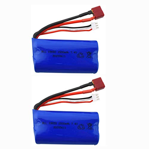 ZYGY 2PCS 7.4V 1500mAh Hochgeschwindigkeits-Lithiumbatterie für WLtoys HM123 9155 9156 12403 12401 12402 12404 12428 12423 12402-A 12428-B 12428-C RC Auto von ZYGY