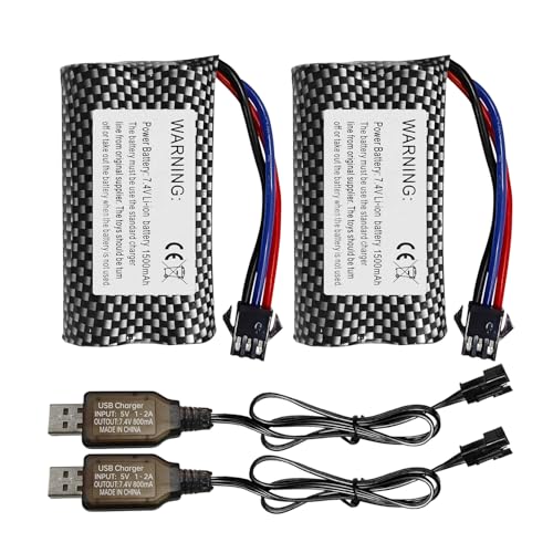 ZYGY 2PCS 7.4V 1500mAh SM-3P-Stecker-Lithiumbatterie mit USB-Ladekabel für DE43 DE60 RC Racing Fernbedienungsauto 1575 Ingenieurauto Spielzeugauto Auto ZYGY 2PCS 7.4V 1500mAh SM-3P-Stecker-Lithiumbatterie mit USB-Ladekabel für DE43 DE60 RC Racing Fernbedienungsauto 1575 Ingenieurauto Spielzeugauto Auto von ZYGY