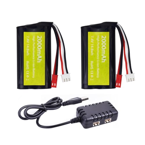 ZYGY 2PCS 7.4V 2000mah 15C 2S Lipo Batterie mit JST-2P Stecker und 2-in-1 Ladegerät für UDIRC UD1601 UD1602 UD1604 UD1607 SG1603 SG1604 RC Fernbedienung Spielzeugauto/Boot/Drohne ZYGY 2PCS 7.4V 2000mah 15C 2S Lipo Batterie mit JST-2P Stecker und 2-in-1 Ladegerät für UDIRC UD1601 UD1602 UD1604 UD1607 SG1603 SG1604 RC Fernbedienung Spielzeugauto/Boot/Drohne von ZYGY
