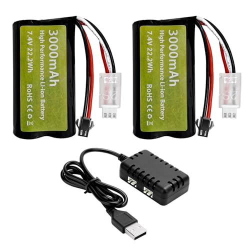 ZYGY 2PCS 7.4V 3000mAh 15C 2S Li-Ion Batterie mit SM-2P Stecker und 1 Ladegerät 2 Ladegeräte für H105 H103 H101,MN D99 D99s D90 D91 RC ferngesteuertes Auto/Schiff ZYGY 2PCS 7.4V 3000mAh 15C 2S Li-Ion Batterie mit SM-2P Stecker und 1 Ladegerät 2 Ladegeräte für H105 H103 H101,MN D99 D99s D90 D91 RC ferngesteuertes Auto/Schiff von ZYGY