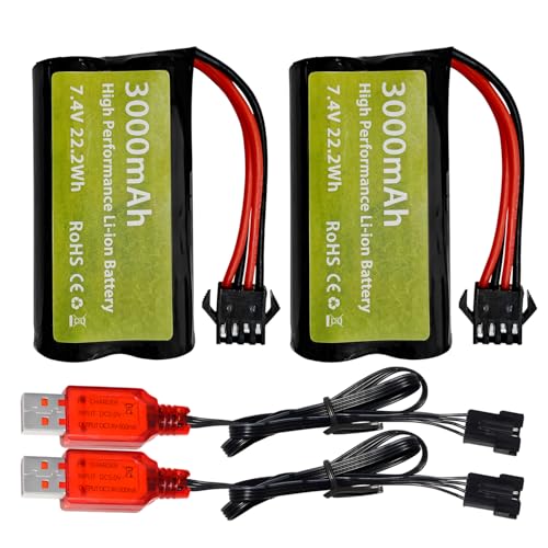 ZYGY 2PCS 7.4V 3000mah 15C 2S Li-Ion Batterie mit SM-4P Stecker und USB Ladekabel für EC08 DE85 Fernbedienung von Autos, LKWs, Schiffen und Drohnen ZYGY 2PCS 7.4V 3000mah 15C 2S Li-Ion Batterie mit SM-4P Stecker und USB Ladekabel für EC08 DE85 Fernbedienung von Autos, LKWs, Schiffen und Drohnen von ZYGY