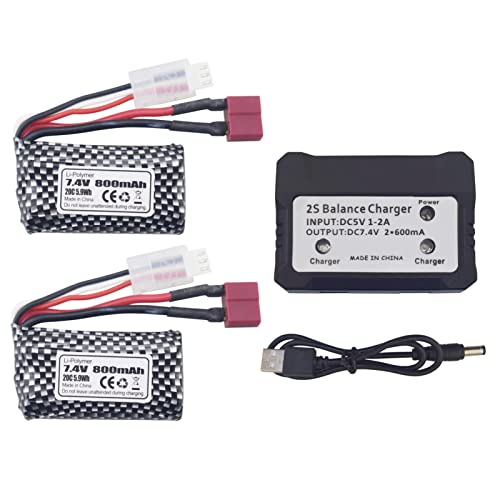 ZYGY 2PCS 7.4V 800mAh T-Stecker Lithiumbatterie mit 2 in 1 Ladegerät für YC100 HM161 HM162 HM166 HM201 9145 Fernbedienung Spielzeug Auto RC Allradantrieb Hochgeschwindigkeits-Fernbedienung ZYGY 2PCS 7.4V 800mAh T-Stecker Lithiumbatterie mit 2 in 1 Ladegerät für YC100 HM161 HM162 HM166 HM201 9145 Fernbedienung Spielzeug Auto RC Allradantrieb Hochgeschwindigkeits-Fernbedienung von ZYGY