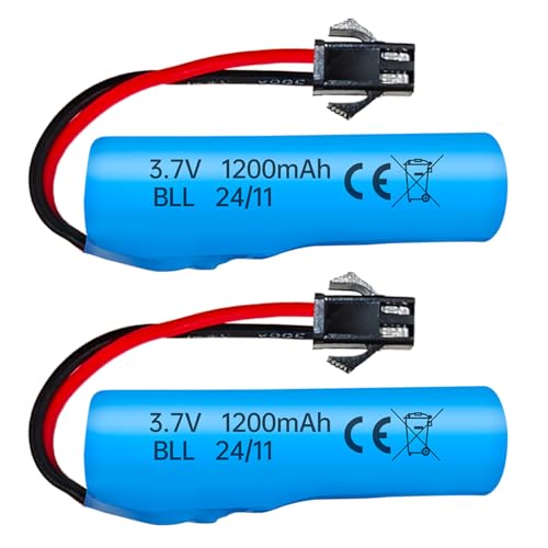 ZYGY 2pcs 3.7V 1200mah Lithium Batterie für DE42 DE45 DE58 DE49 DE57 DE70 RC Auto 1:14 SUV Allradantrieb Hochgeschwindigkeitsklettern Drift-Rennen von ZYGY