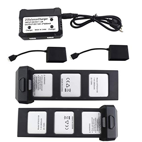 ZYGY 2pcs 7.4V 2800mah Lithium Batterie und 2-in-1 Ladegerät für HS720 HS720E Klappbar Brushless Quadcopter RC Drohne von ZYGY
