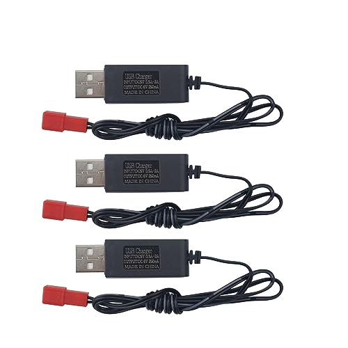 ZYGY 3PCS 6.0V JST-2P Stecker USB Ladekabel passend für RC Bulldozer Bagger LKW Tank Engineering Fahrzeug RC Spielzeug Auto Fernbedienung Auto Batterie Ladegerät von ZYGY