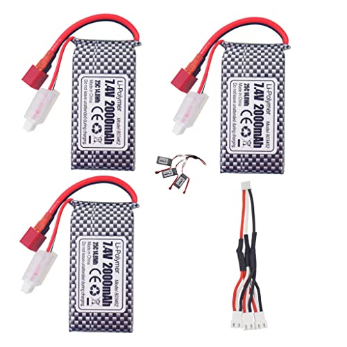 ZYGY 3PCS 7.4V 2000mAh T-Stecker Lithium Batterie mit 3in1 Ladekabel für 9203E 9204E 9205E 9206E 2995 YC300 HM101 25-DJ02 9125 S920 S921 HB101 WLtoys RC Auto Drohne Quadcopter ZYGY 3PCS 7.4V 2000mAh T-Stecker Lithium Batterie mit 3in1 Ladekabel für 9203E 9204E 9205E 9206E 2995 YC300 HM101 25-DJ02 9125 S920 S921 HB101 WLtoys RC Auto Drohne Quadcopter von ZYGY