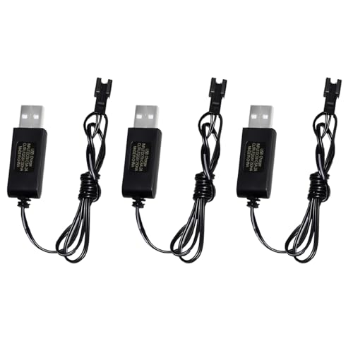 ZYGY 3PCS AA 6.0V 250mAh USB-Ladekabel SM-2P-Stecker für das Aufladen Fernbedienung Spielzeug Auto RC-LKW Spezielle LKW-Bagger Spielzeug Autobatterie Ladegerät von ZYGY