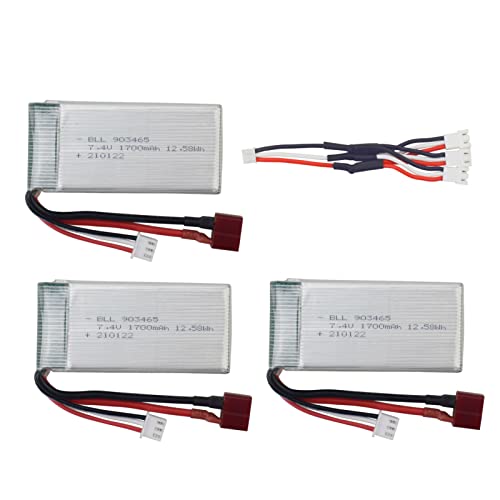 ZYGY 3pcs 7.4V 1700mah Lithium Batterie + 3in1 Umwandlung Kabel für 9200 9200E 9205E 9202E 9203E 9204E 9206E HB101 2.4G 1:10 Anteil Fernbedienung Allradantrieb Hochgeschwindigkeits-Offroad RC Auto von ZYGY