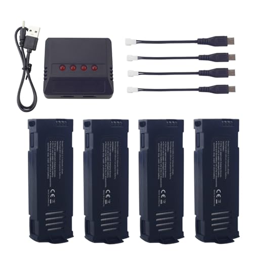ZYGY 4PCS 3.7V 500mAh Lipo Batterie mit einem 4-in-1 Ladegerät für D20 Mini Drohne faltend Vier Achsen Flugzeugersatzteile ZYGY 4PCS 3.7V 500mAh Lipo Batterie mit einem 4-in-1 Ladegerät für D20 Mini Drohne faltend Vier Achsen Flugzeugersatzteile von ZYGY