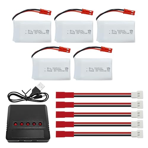 ZYGY 5PCS 3.7V 800mAh Lipo Batterie Fernbedienung Drohne Batterie mit 5-in-1 Ladegerät JST Stecker für SYMA X56W MJX X400W X300C X800 HS110 HS200 S670 V950hd S1750 V2450 Fernbedienung Quadcopter ZYGY 5PCS 3.7V 800mAh Lipo Batterie Fernbedienung Drohne Batterie mit 5-in-1 Ladegerät JST Stecker für SYMA X56W MJX X400W X300C X800 HS110 HS200 S670 V950hd S1750 V2450 Fernbedienung Quadcopter von ZYGY