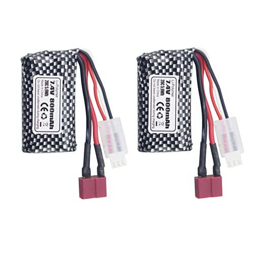 ZYGY Zubehör 2 Stück 7,4V 800mAh T-Stecker Lithium Batterie für YC100 HM161 HM162 HM166 HM201 9145 RC Spielzeugauto RC 4WD High Speed ​ ​ Offroad RC Auto von ZYGY