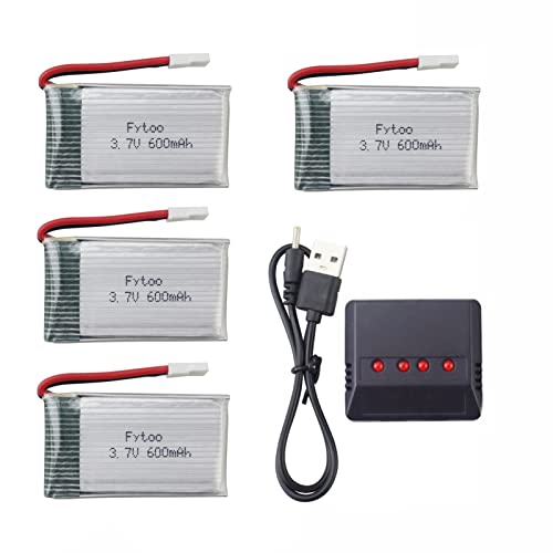 ZYGY Zubehör 4pcs 3.7V 600mAh Lithium Akku mit 4 in 1 Ladegerät für MJX X708 X708W X709 UDI U45 U45W U42 U42W SYMA X5C X5SW X5SC S5 S5C S5W E32HW SS40 FQ36 T32 T5W H42 CW4 RC Quadcopter Drohne ZYGY Zubehör 4pcs 3.7V 600mAh Lithium Akku mit 4 in 1 Ladegerät für MJX X708 X708W X709 UDI U45 U45W U42 U42W SYMA X5C X5SW X5SC S5 S5C S5W E32HW SS40 FQ36 T32 T5W H42 CW4 RC Quadcopter Drohne von ZYGY