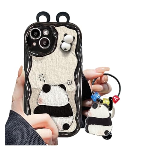 ZYHZXT Lovely Cartoon Tier 3D Ohren Panda Anhänger Stoßfest Hülle für iPhone 15 14 Pro MaxXS XR 7 8 Plus Objektiv Schutzhülle (2, für iPhone 12 ProMax) von ZYHZXT