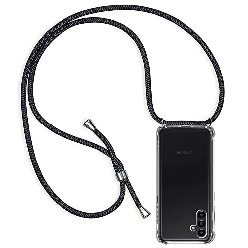 Handykette Hülle kompatibel mit Samsung Galaxy A13 5G / Samsung Galaxy A04S, Handyhülle Handy Necklace Hülle mit Band Schutzhülle Kordel zum Umhängen Transparent Weich TPU Silikon Tasche, Schwarz von ZYIMOU