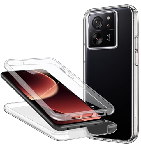 ZYIMOU Handyhülle für Xiaomi 13T / Xiaomi 13T Pro Hülle 360 Grad, Transparent Dünn Durchsichtige Case Full Schutz Silikon SchutzHandyhülle, Hart PC Zurück + Weich TPU Vorderseite von ZYIMOU